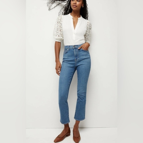 Veronica Beard Carly high-rise kick flare bright lakeshore jeans NWT - Picture 2 of 11
